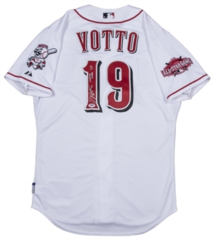 2015 Joey Votto Game Used and Signed/Inscribed Joey Votto Home Jersey (MLB Authenticated & PSA/DNA)